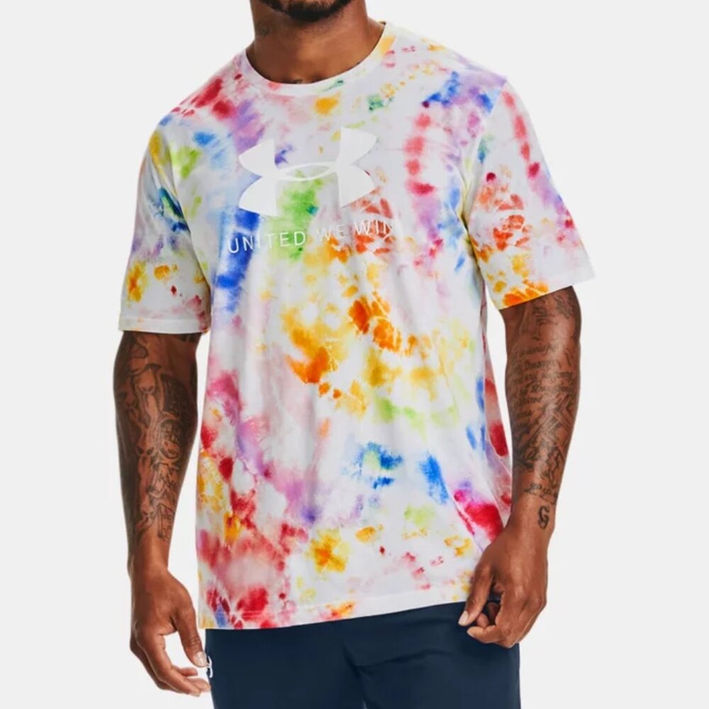 Under Armour Men's Pride United We Win Heat Gear Tie-Dye T-Shirt Size Large